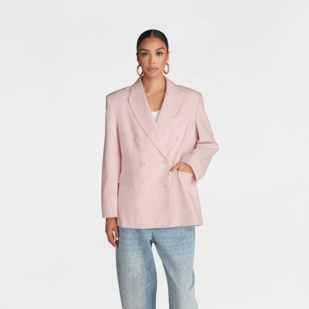Double-Breasted Pink Blazer Jacket - Women's